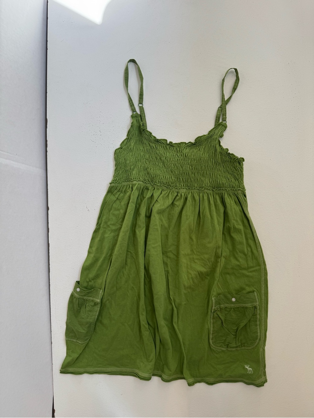 VTG Y2K Abercrombie & Fitch green smocked babydoll camisole size large